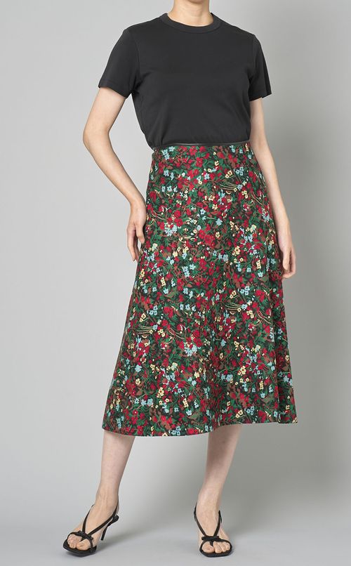 フローラルジャガードフレアスカート