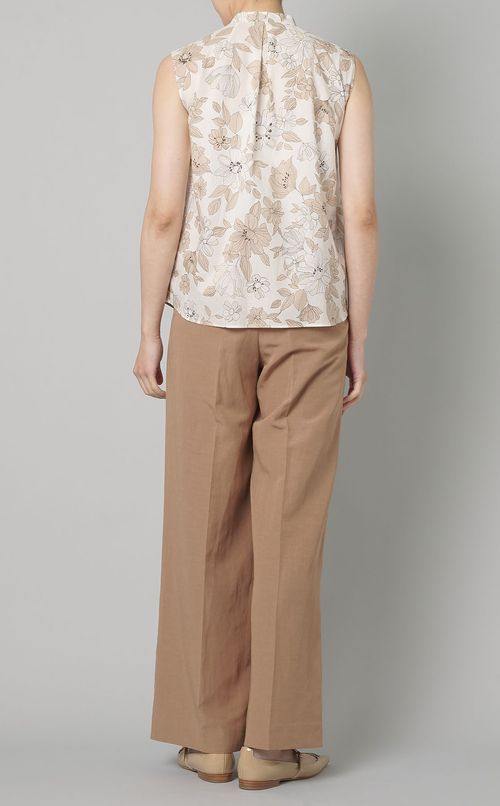 フラワープリントスリーブレスブラウス