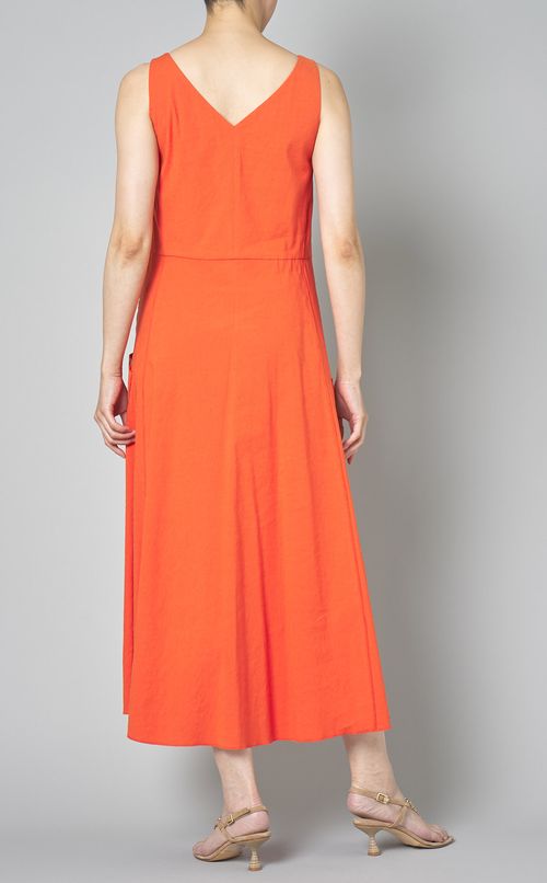 リネン混Vネックワンピース