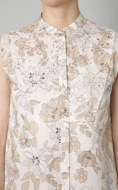 フラワープリントスリーブレスブラウス