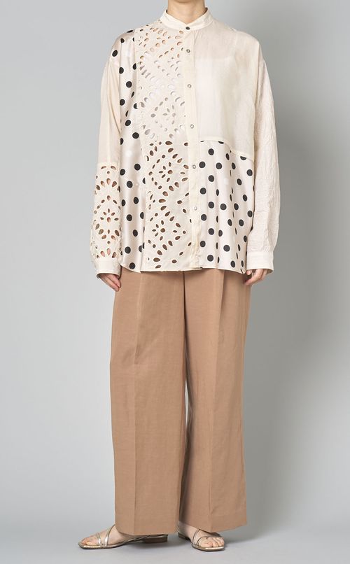 リネンセンタープレスワイドパンツ