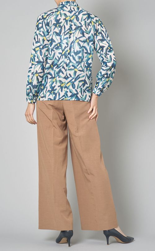 フラワープリントギャザーブラウス