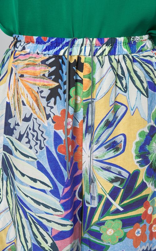 トロピカルプリントギャザーパンツ