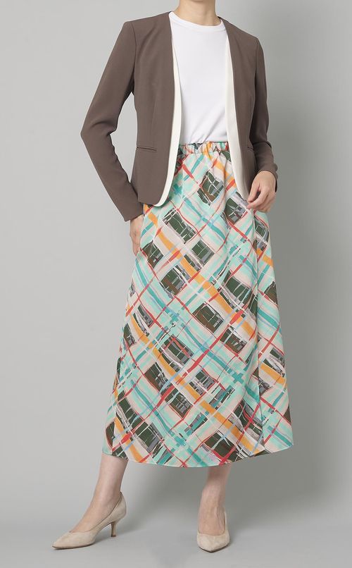 プラッドペイントプリントスカート