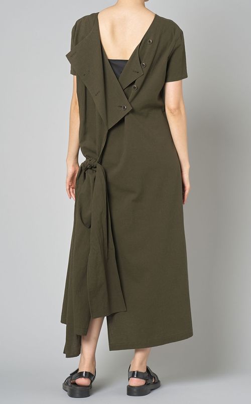 コットンリネンノットディテールワンピース