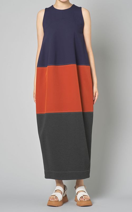 ブロックパターンコクーンワンピース