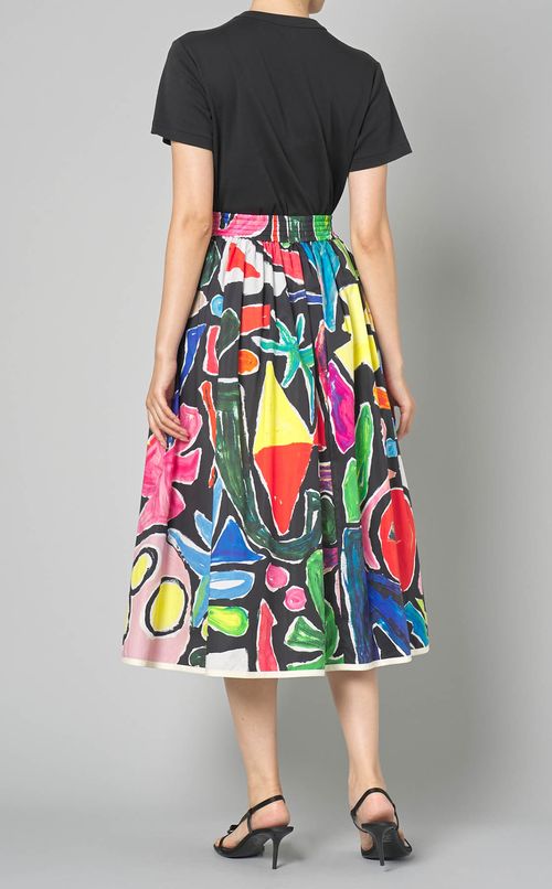 コットンマルチプリントギャザースカート