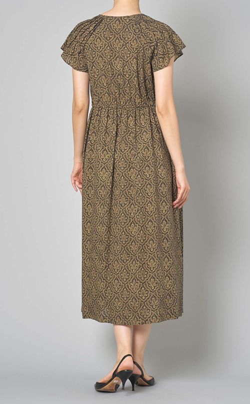 プリントバタフライスリーブワンピース