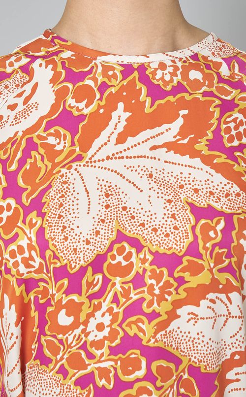 プリントクルーネックワンピース