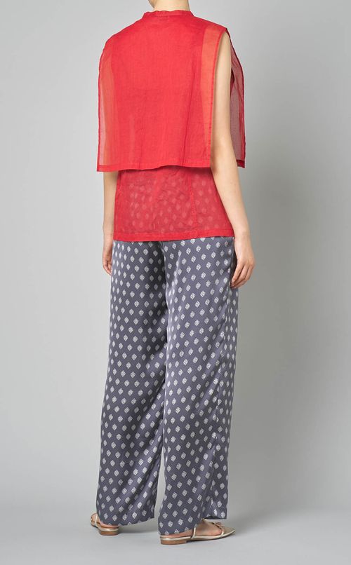 コットンオーガンジーノースリーブブラウス