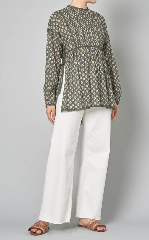 レースコットンボイルチュニックブラウス