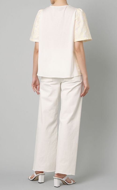 コットンエンブロイダリーギャザーブラウス