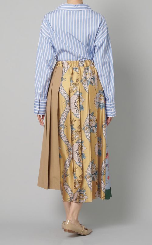 フラワープリント切替プリーツスカート