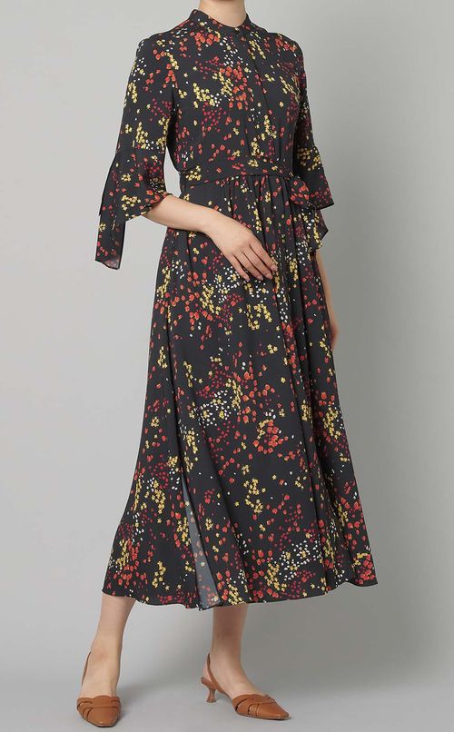 フラワープリントベルテッドワンピース