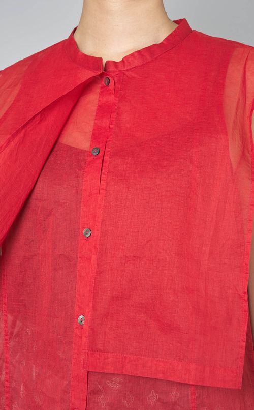 コットンオーガンジーノースリーブブラウス