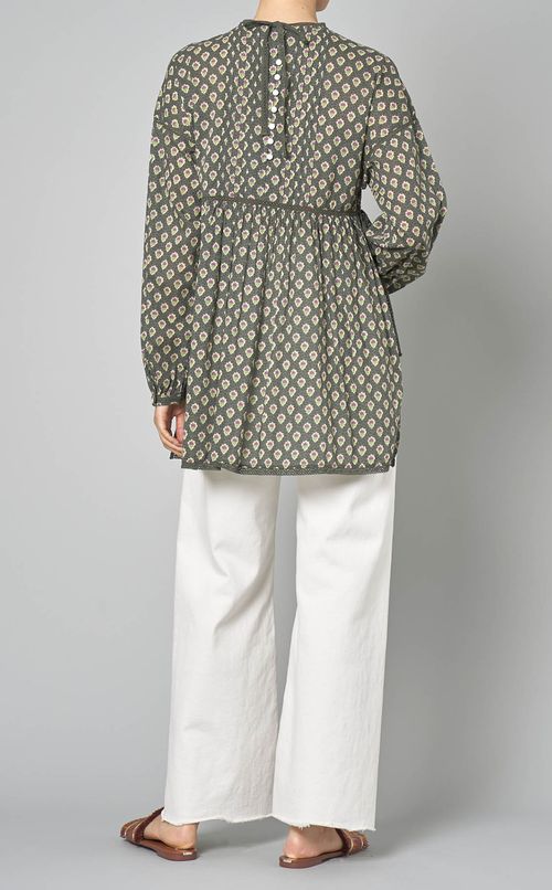 レースコットンボイルチュニックブラウス