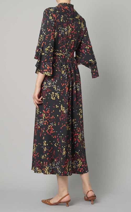 フラワープリントベルテッドワンピース