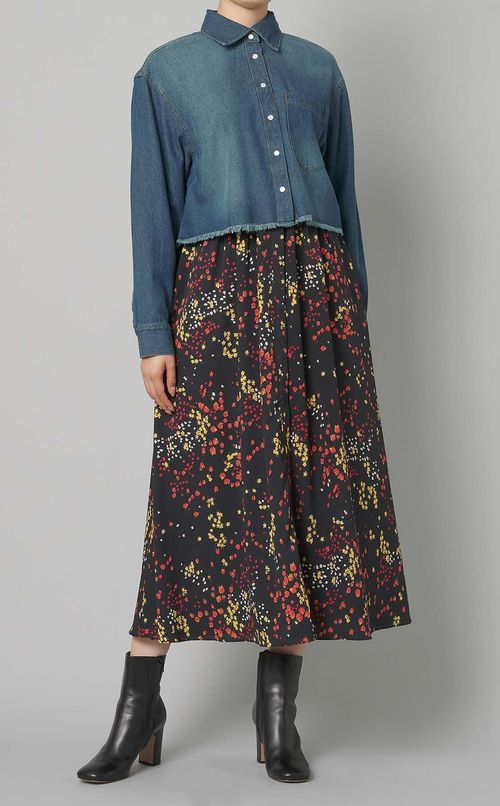 コットンクロップドデニムシャツ