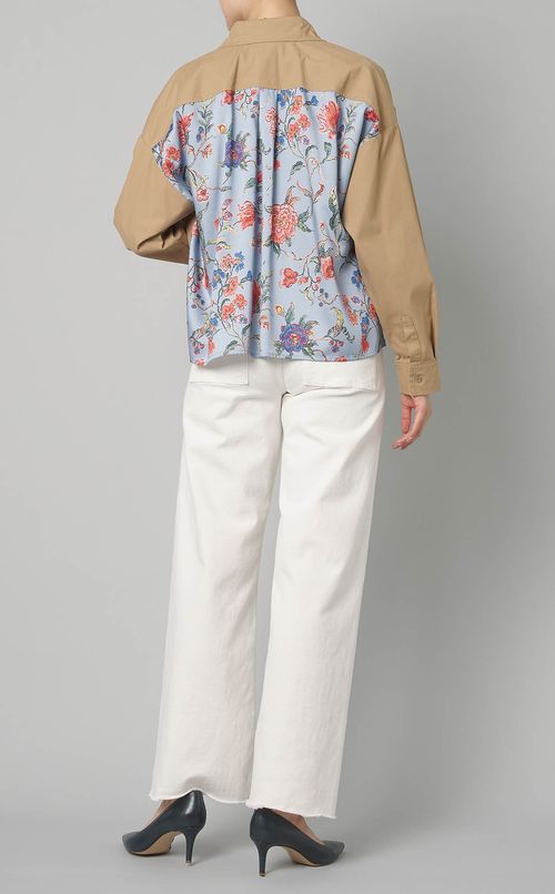 プリント切替ロングスリーブワークシャツ