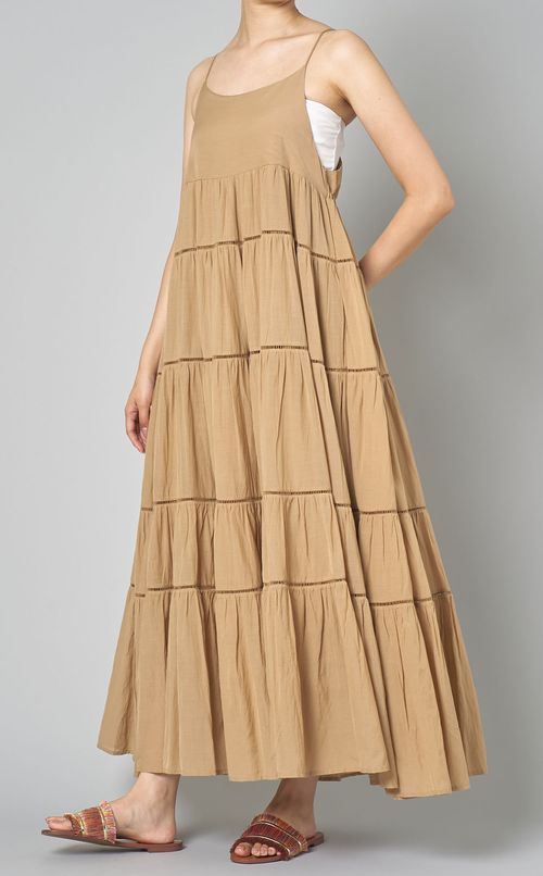 ティアードキャミソールロングワンピース