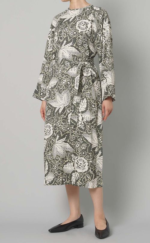 プリントクルーネックワンピース