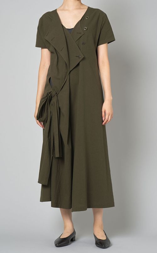 コットンリネンノットディテールワンピース