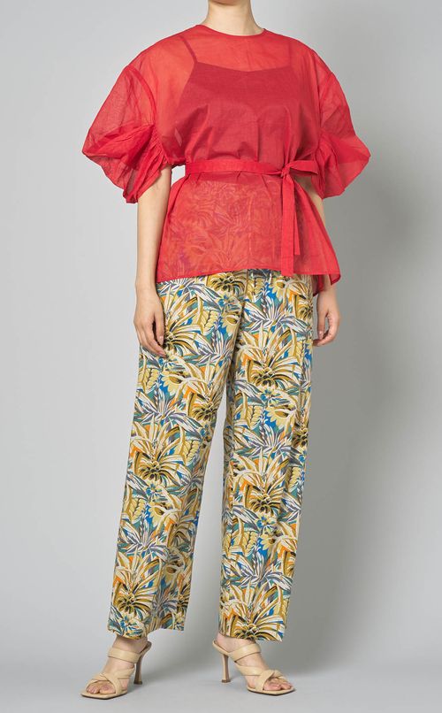 ボタニカルギャザーストレートパンツ