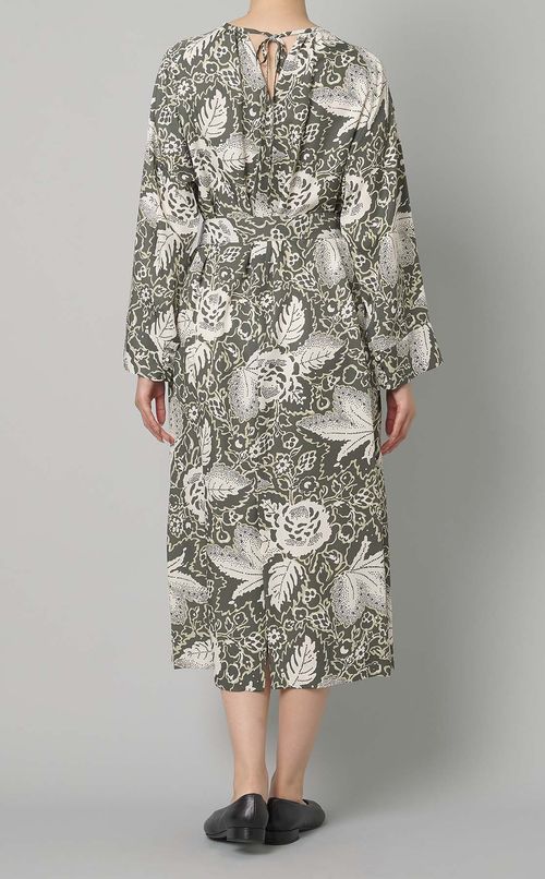 プリントクルーネックワンピース