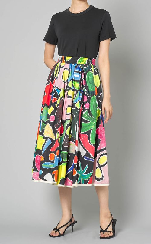 コットンマルチプリントギャザースカート