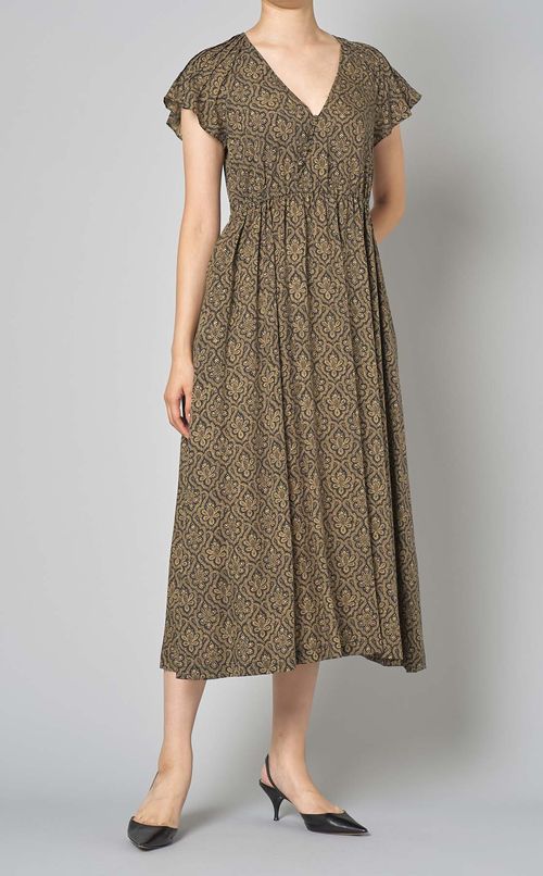 プリントバタフライスリーブワンピース