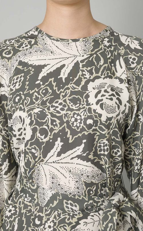 プリントクルーネックワンピース