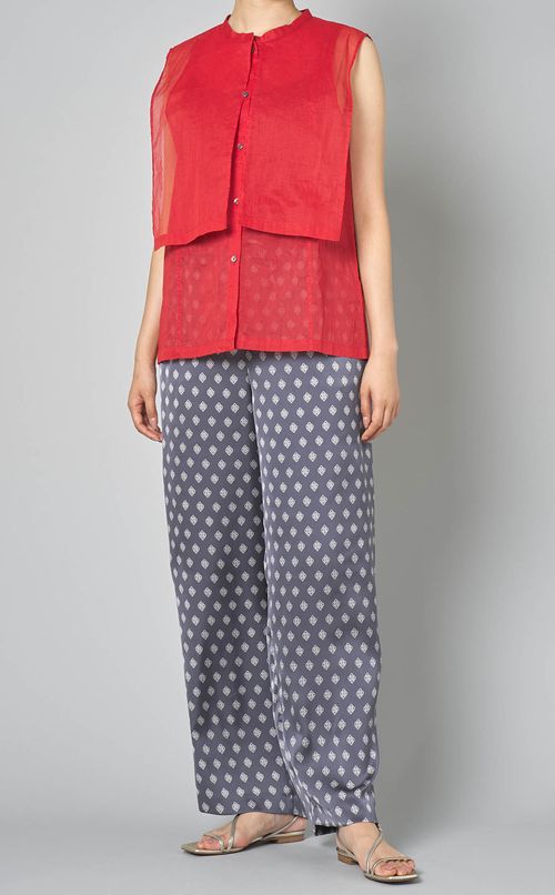 コットンオーガンジーノースリーブブラウス