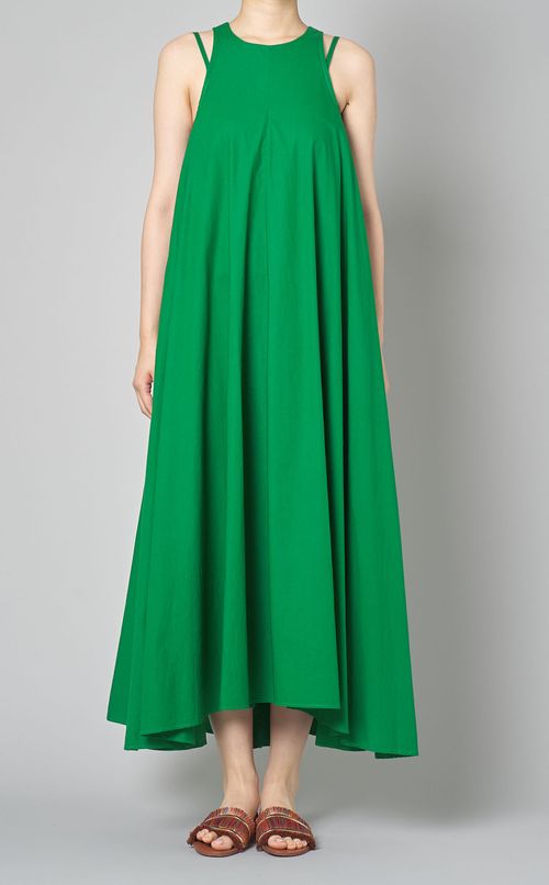 コットンダブルストラップロングワンピース