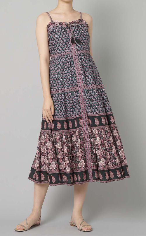 プリントキャミソールミディワンピース