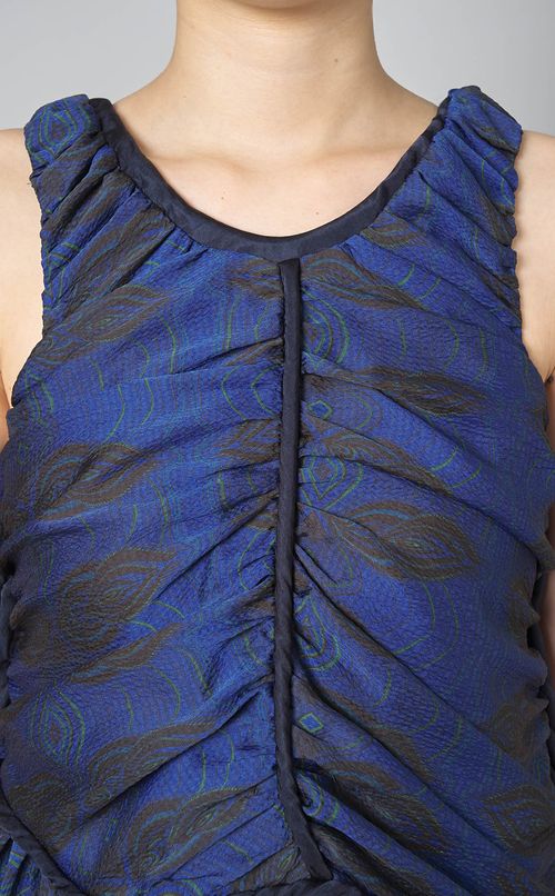 プリントギャザーノーリーブワンピース