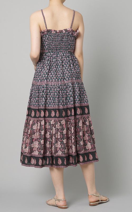 プリントキャミソールミディワンピース