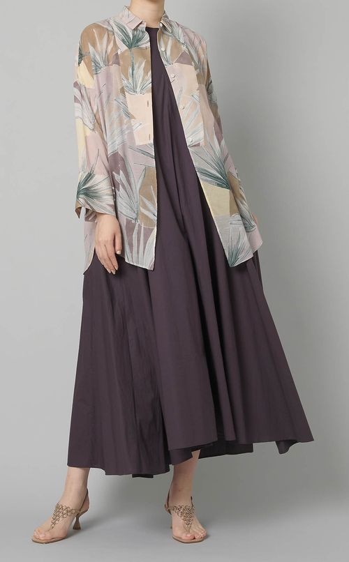 ボタニカルプリントテールシャツ