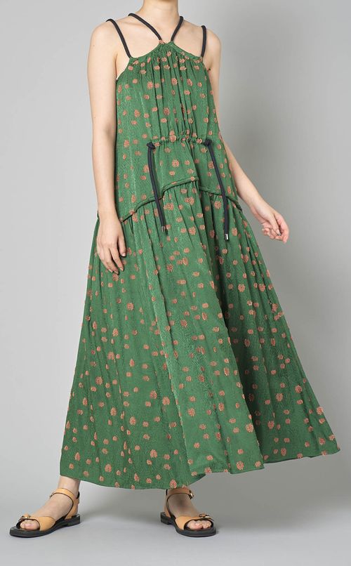 ジャガードキャミソールギャザーワンピース