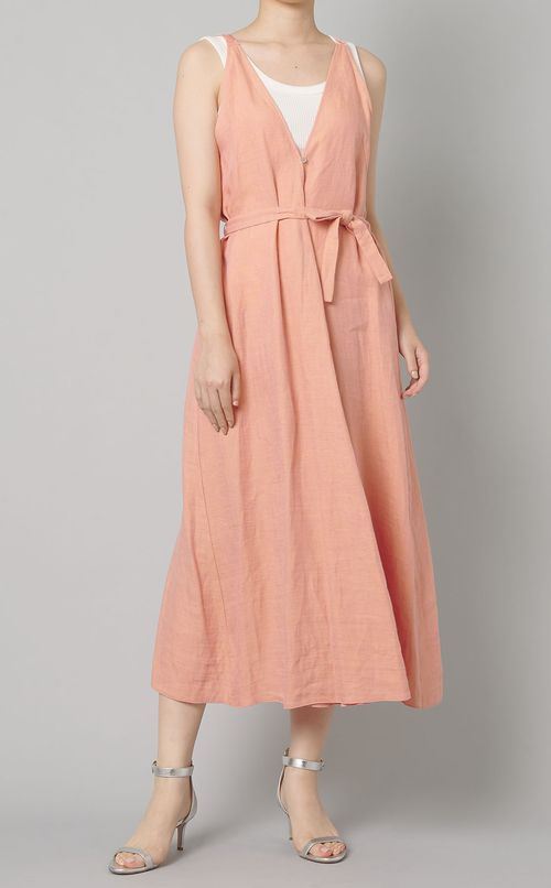 リネンベルテッドワンピース