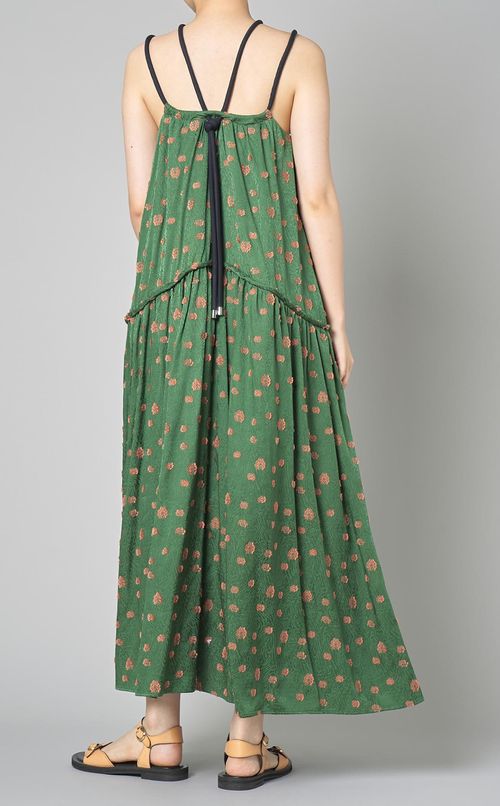 ジャガードキャミソールギャザーワンピース