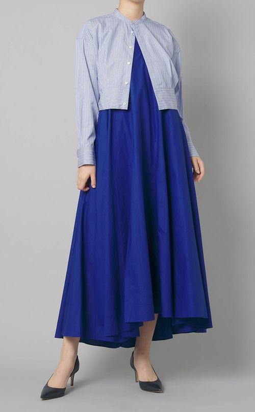 ストライプオープンバックブラウス