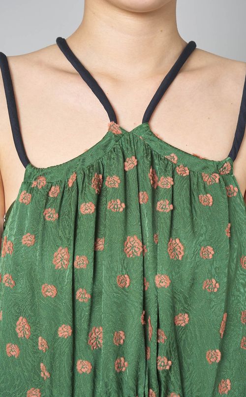 ジャガードキャミソールギャザーワンピース