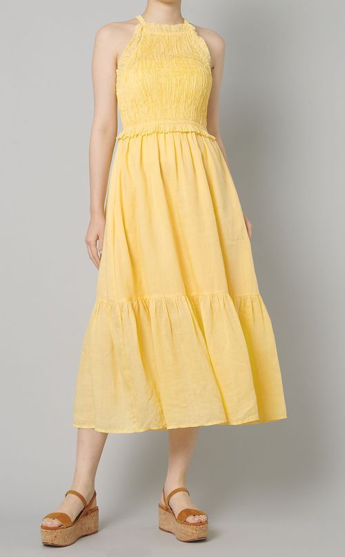 ギャザースモックティアードワンピース