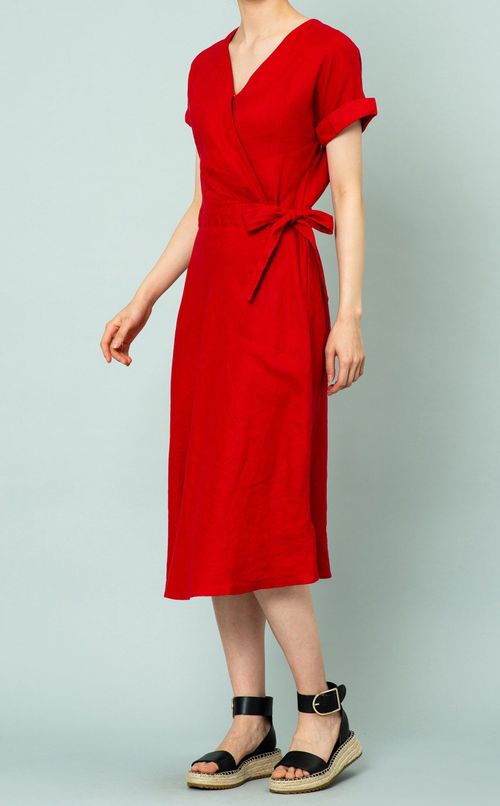 リネンVネックワンピース