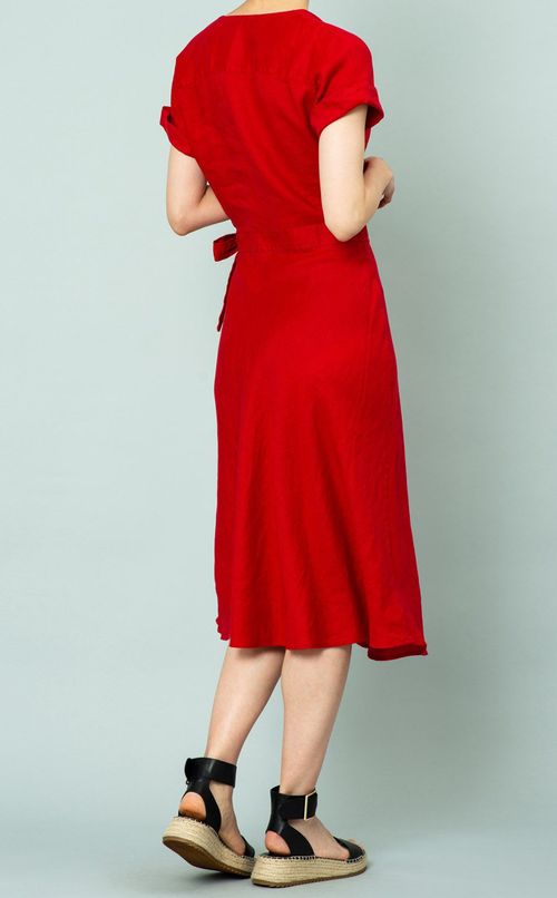 リネンVネックワンピース