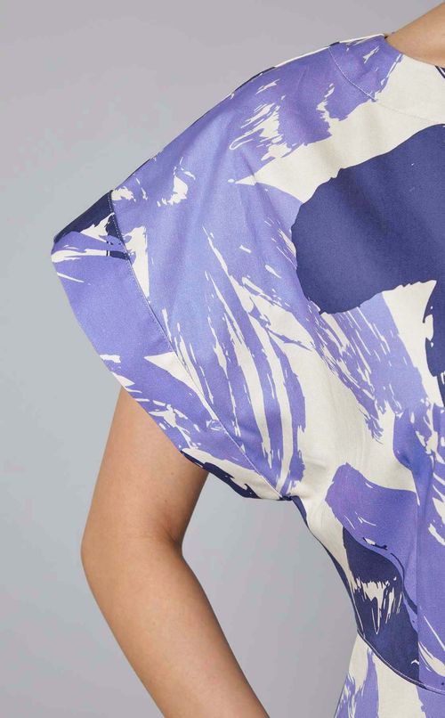 フラワープリントボートネックワンピース