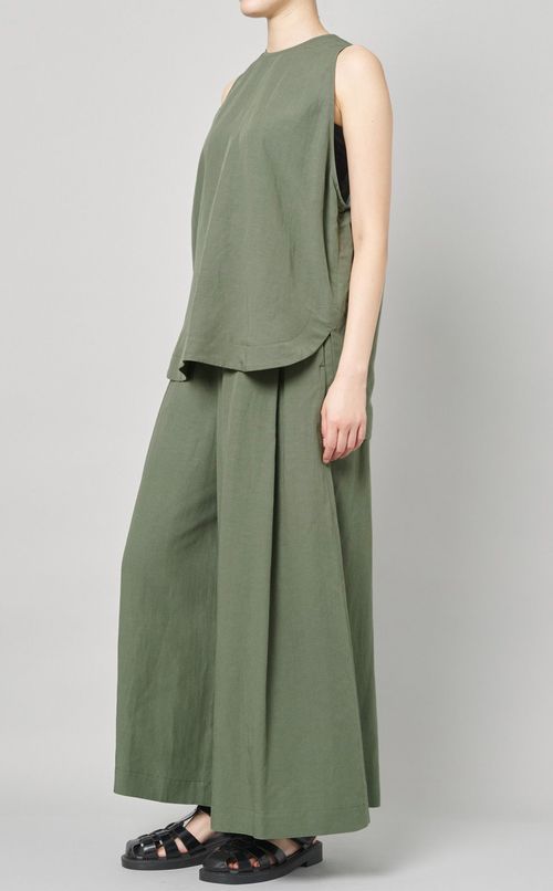 リネン混ワイドパンツ