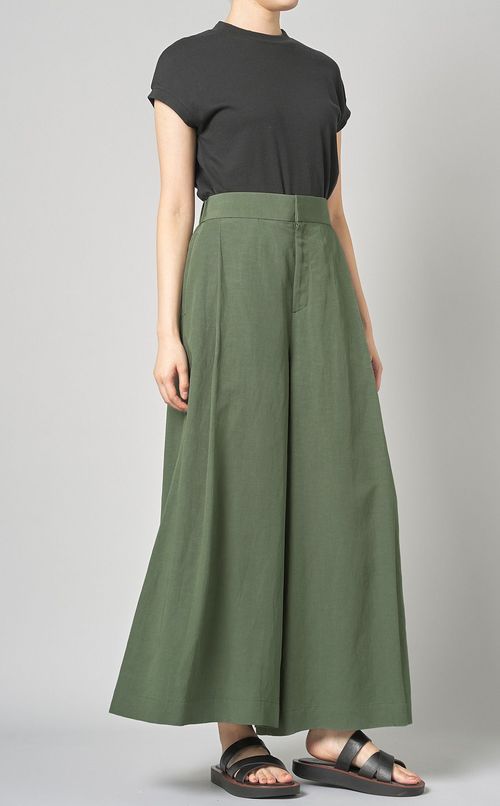リネン混ワイドパンツ