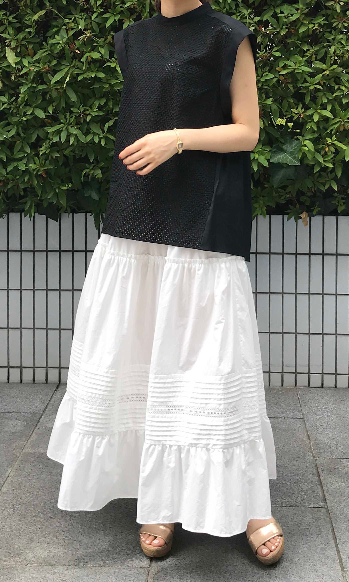 Bilitis dix-sept ans レーススカート ティアード　ロング Bilitis dix-sept ans｜レースデザインティアードスカート