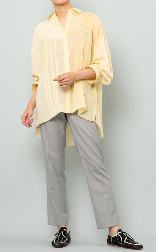 リネンシルクフロントタックシャツ